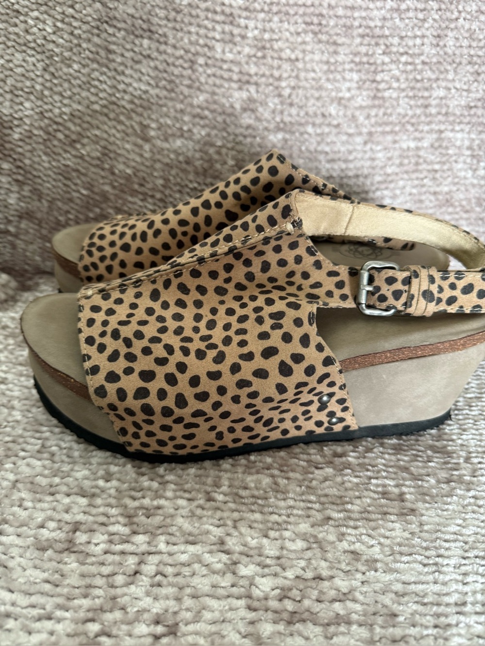 Hokus Pokus Animal Print Wedge Sandal Ankle Strap Size 10